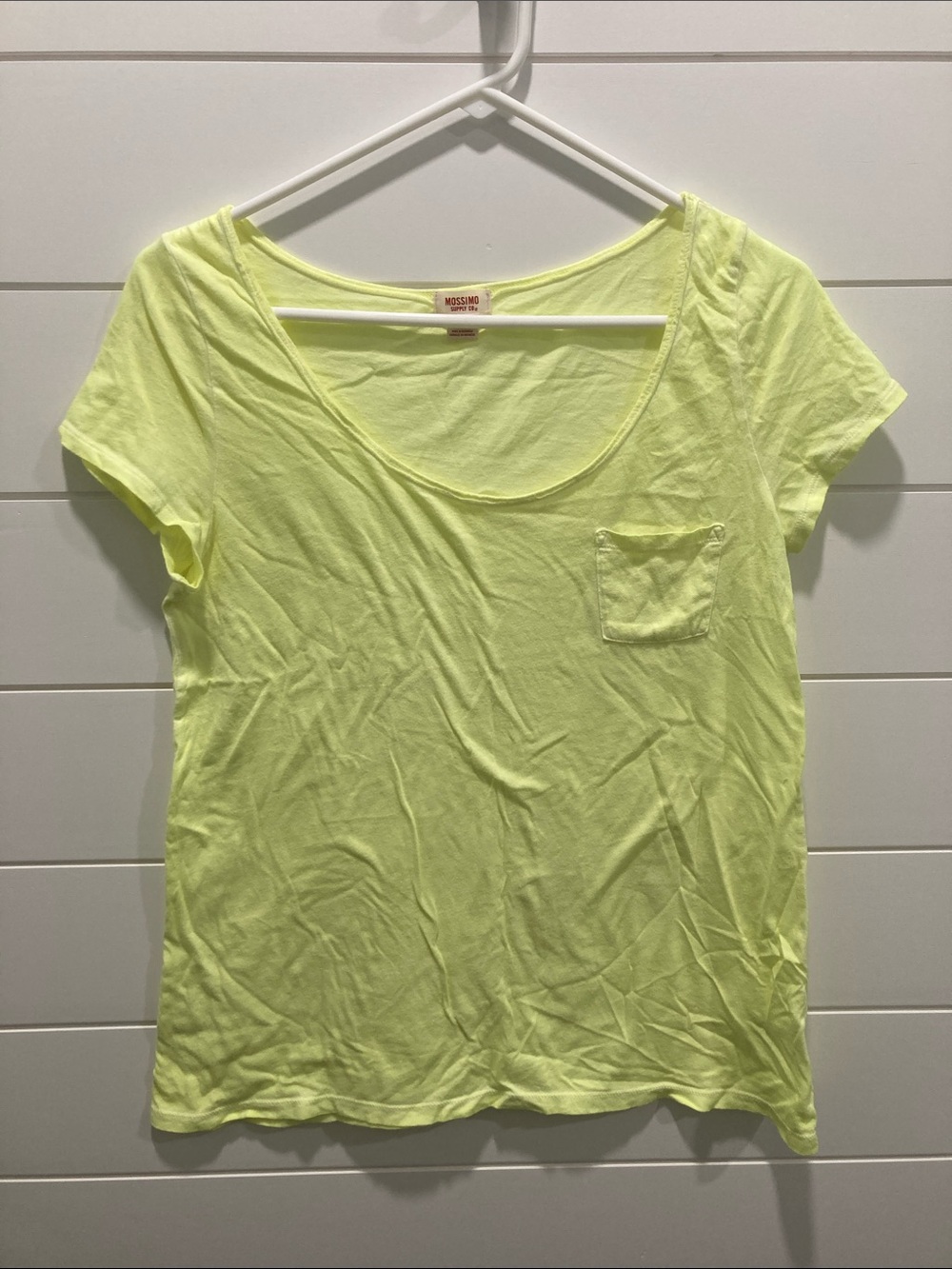Mossimo Supply Co. Neon Yellow Scoop Neck Pocket Tee